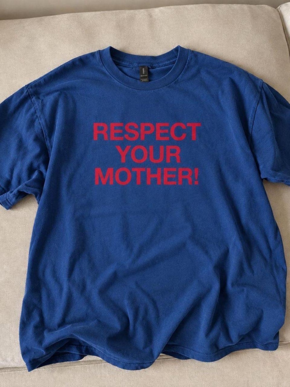 Gildan Royal Blue Short Sleeve Tee with Red "RESPECT YOUR MOTHER!" Print